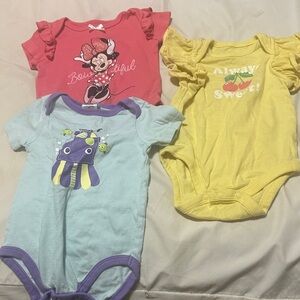 Girls 3-Pack Ruffle Sleeve One-Piece Bodysuits - Pink, Yellow, Light Blue